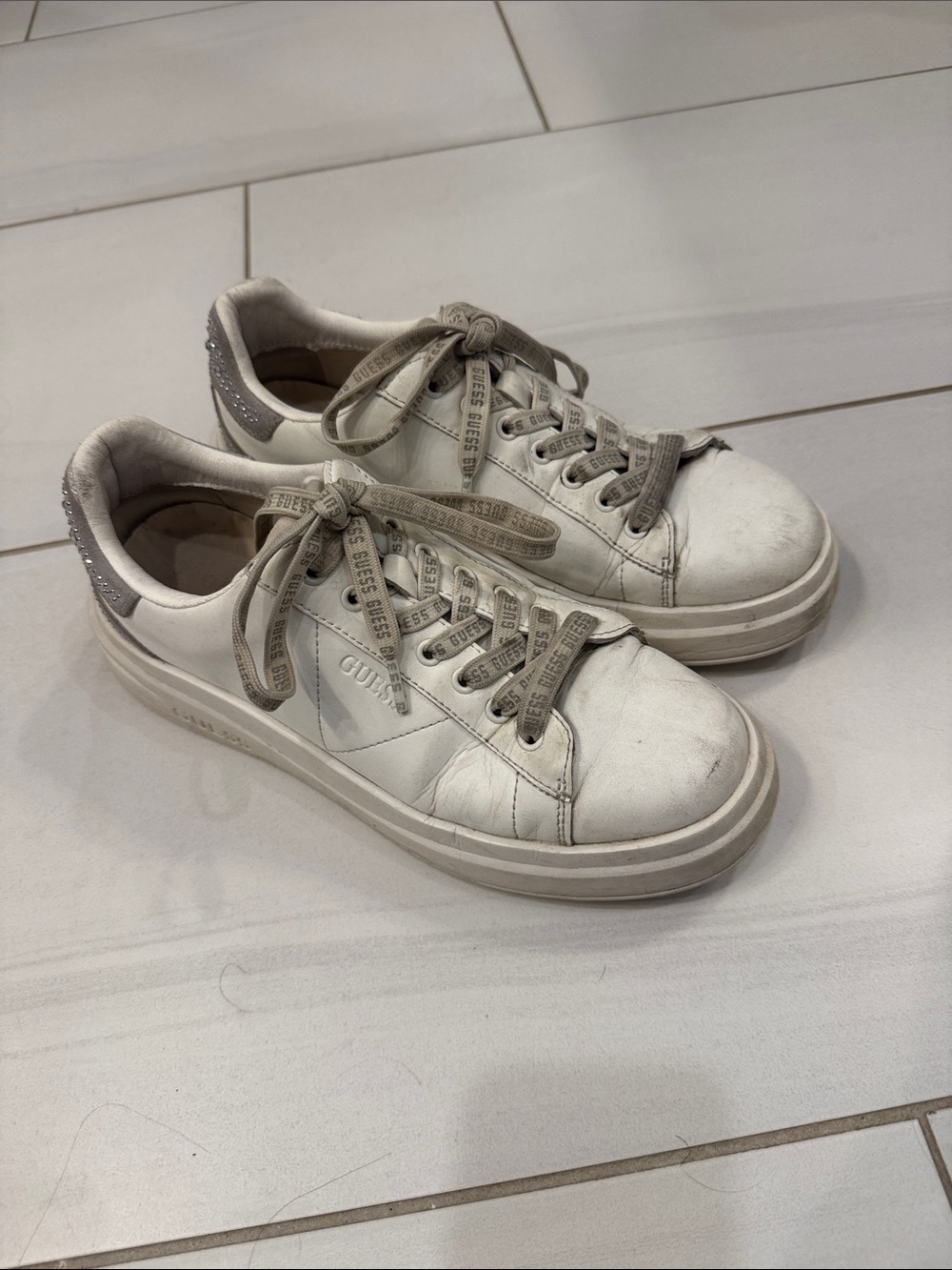 Guess White Athletic Platform Sneakers